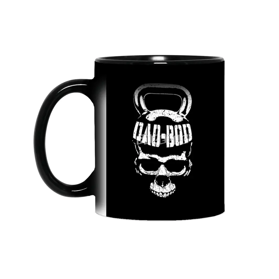 Dad Bod Kettlebell Skull Funny Halloween Gym Fitness Workout Sihirli Kupa