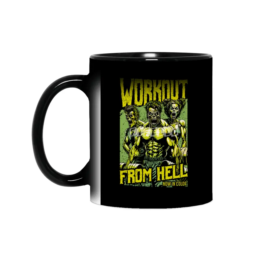 Gym Halloween Funny Retro Zombie Fitness Horror Movie Poster Sihirli Kupa