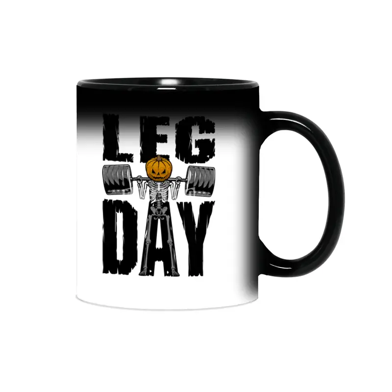Halloween Gym Leg Day Skeleton Pumpkin Goth Fitness Workout Sihirli Kupa