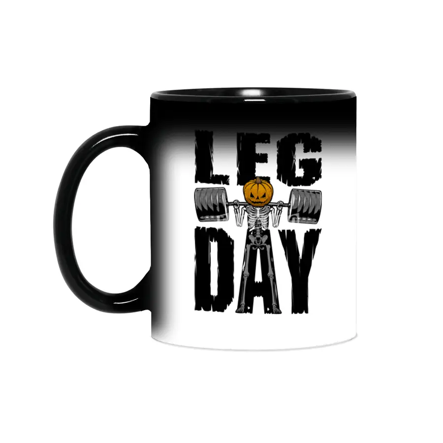 Halloween Gym Leg Day Skeleton Pumpkin Goth Fitness Workout Sihirli Kupa