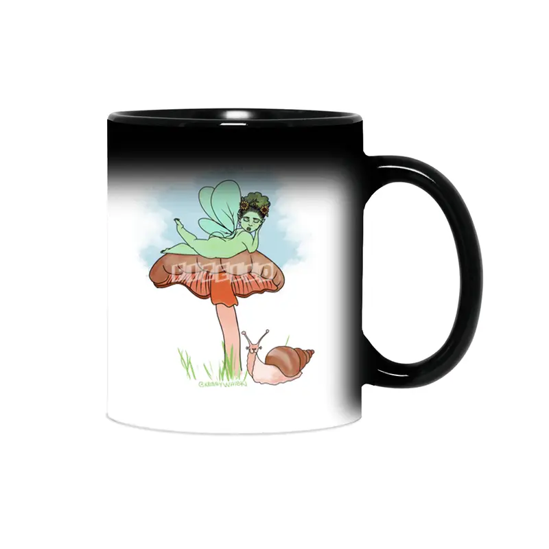 Fairie on Mushroom with Snail Friend Sihirli Kupa