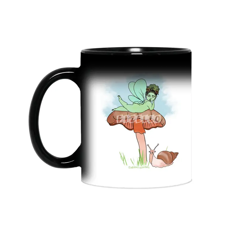 Fairie on Mushroom with Snail Friend Sihirli Kupa