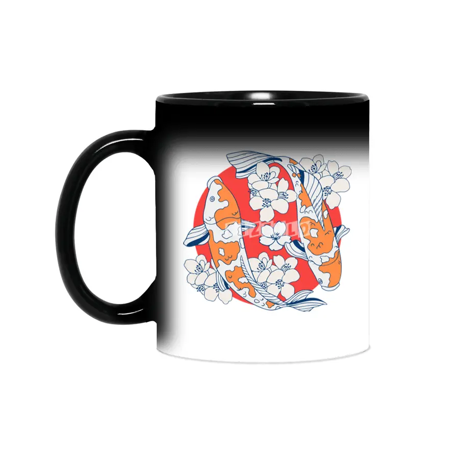 Colorful koi fish and flower Sihirli Kupa