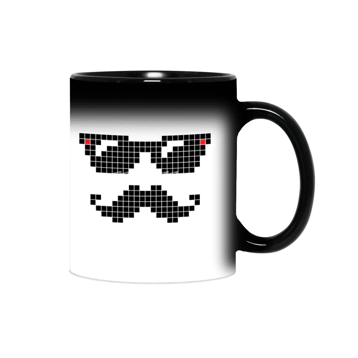 Pixelated hipster geek with sunglasses and mustache Sihirli Kupa