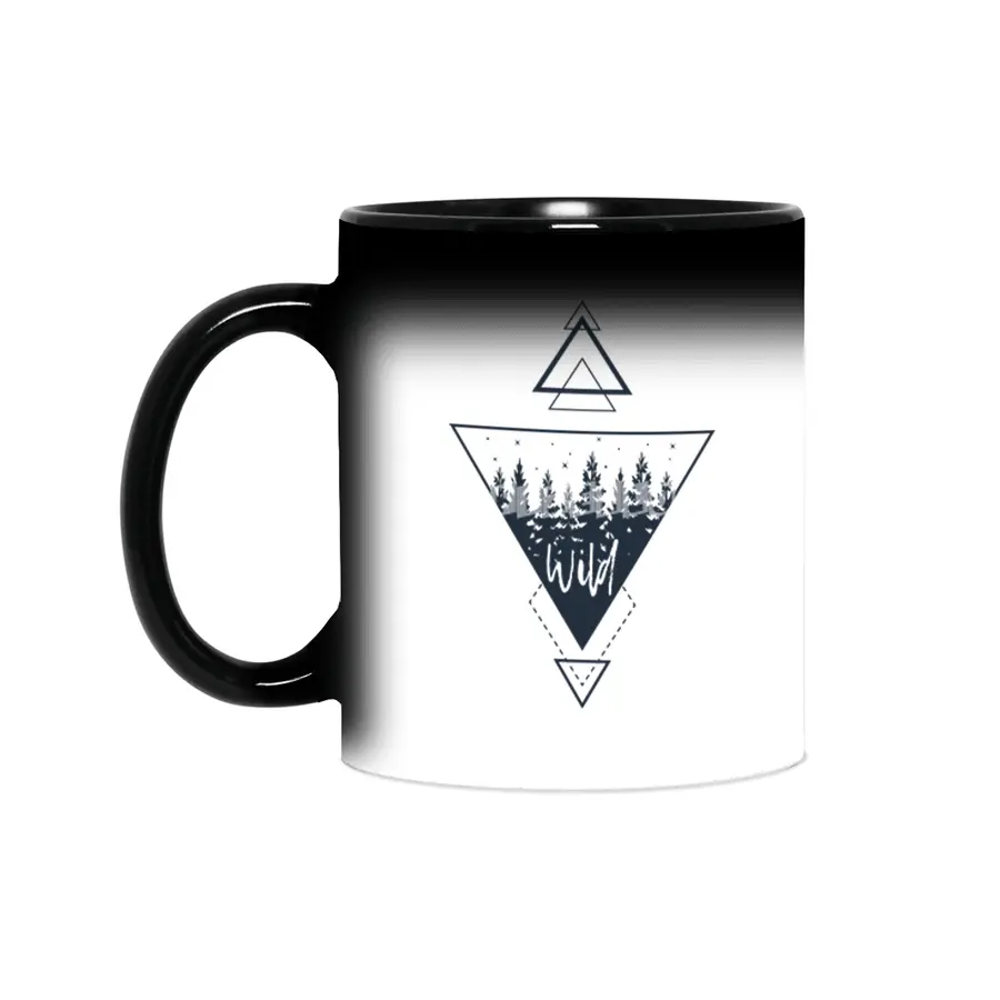 Modern Geometric Nature Forest Boho Triangles Sihirli Kupa