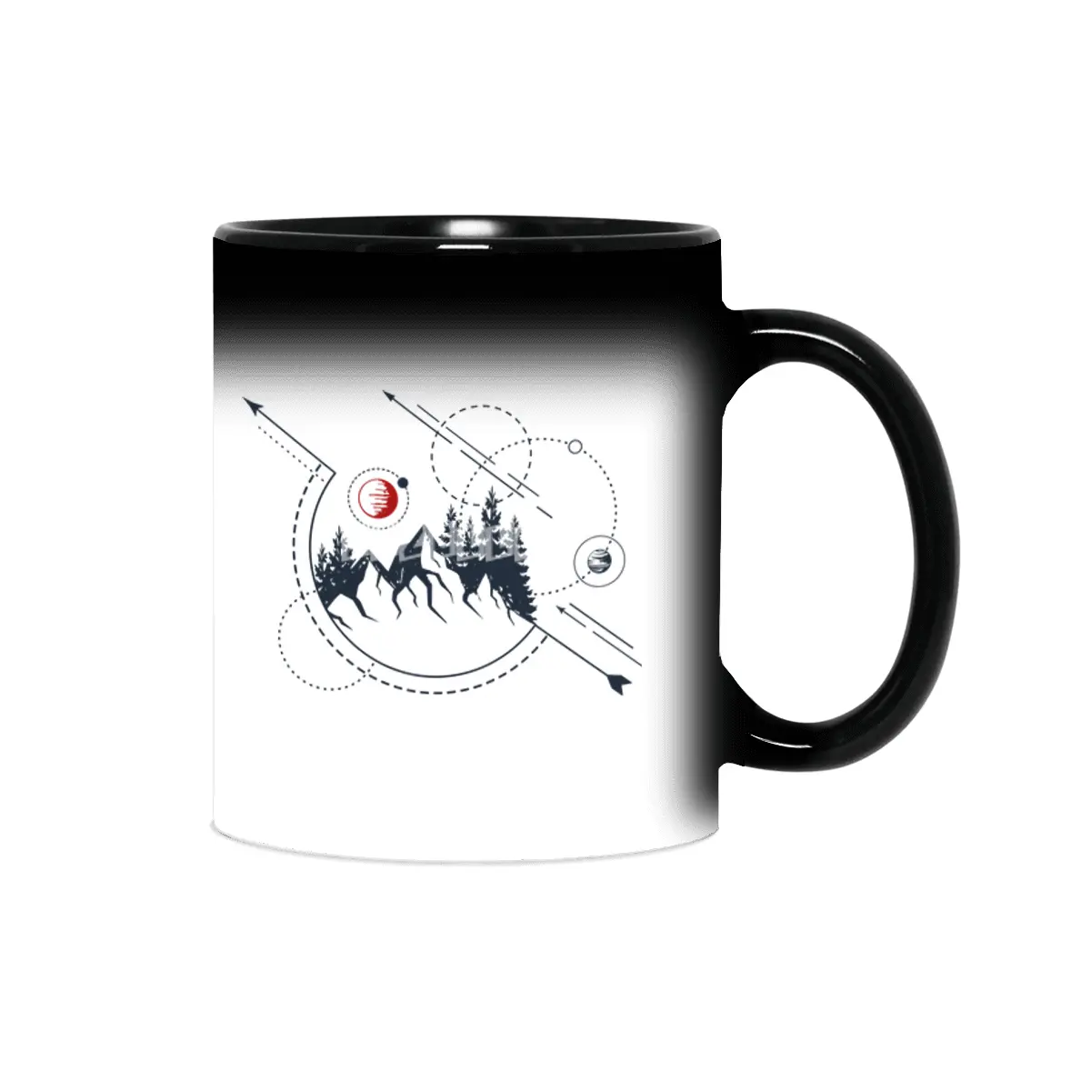 Modern Geometric Nature Mountains Adventure Sihirli Kupa