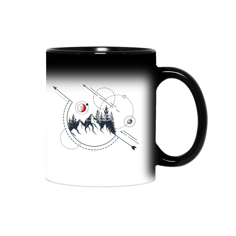 Modern Geometric Nature Mountains Adventure Sihirli Kupa