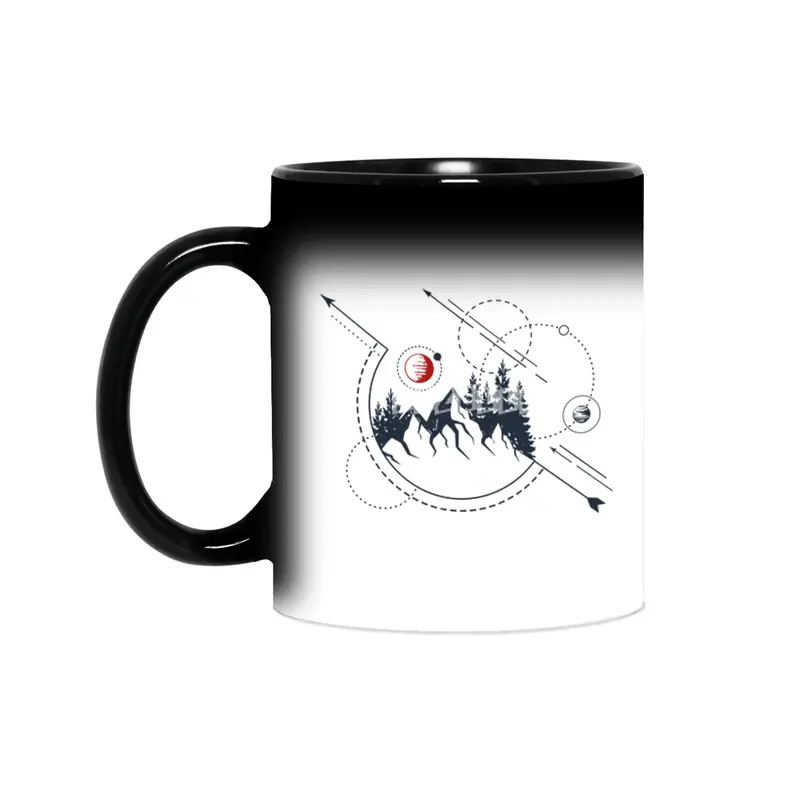 Modern Geometric Nature Mountains Adventure Sihirli Kupa