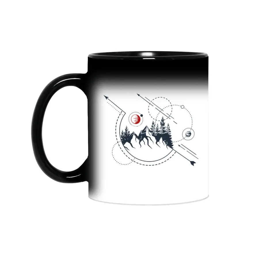 Modern Geometric Nature Mountains Adventure Sihirli Kupa
