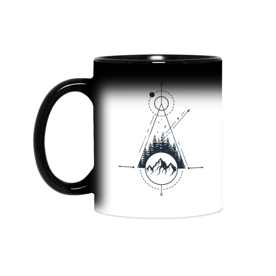 Modern Geometric Nature Mountains Adventure Shapes Sihirli Kupa