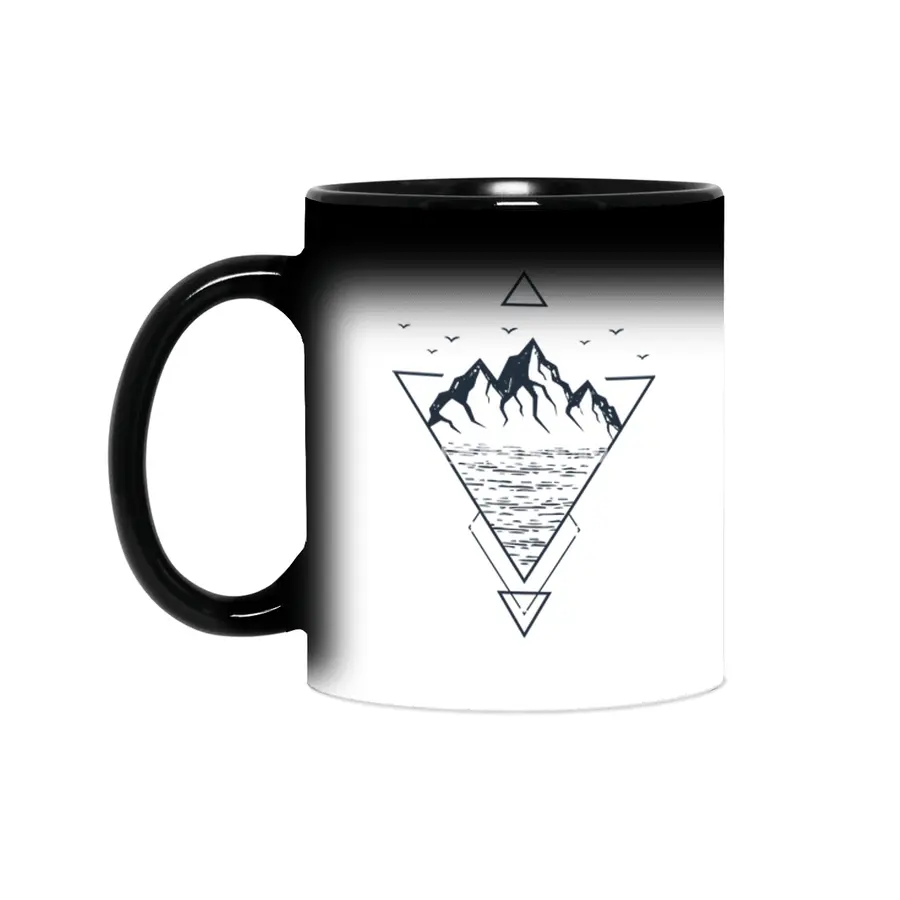 Modern Geometric Nature Mountains Hipster Sihirli Kupa