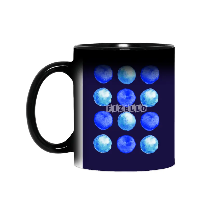 Blue Large Watercolor Dots Pattern Sihirli Kupa