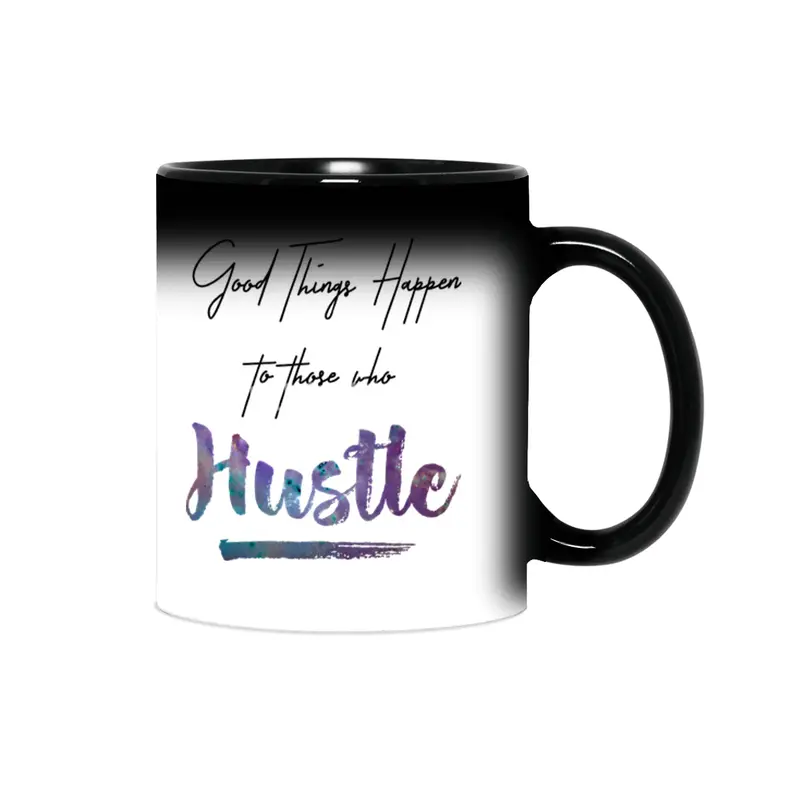 Hustle Watercolor Brush Lettering Inspirational Quote Wall Art Sihirli Kupa