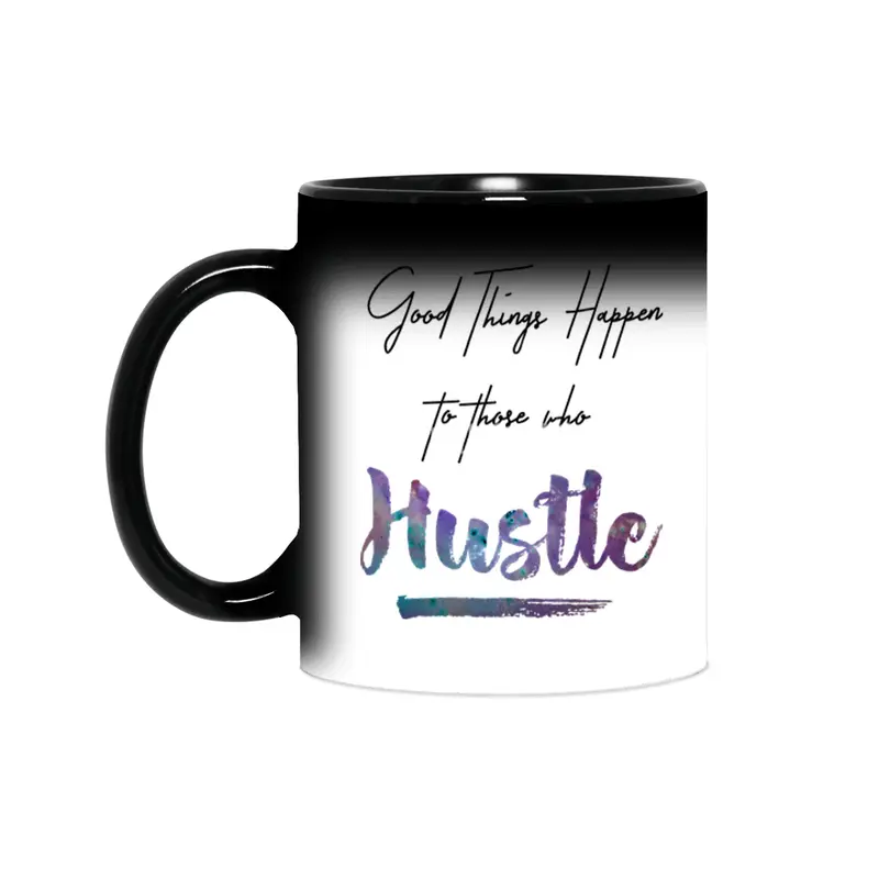 Hustle Watercolor Brush Lettering Inspirational Quote Wall Art Sihirli Kupa