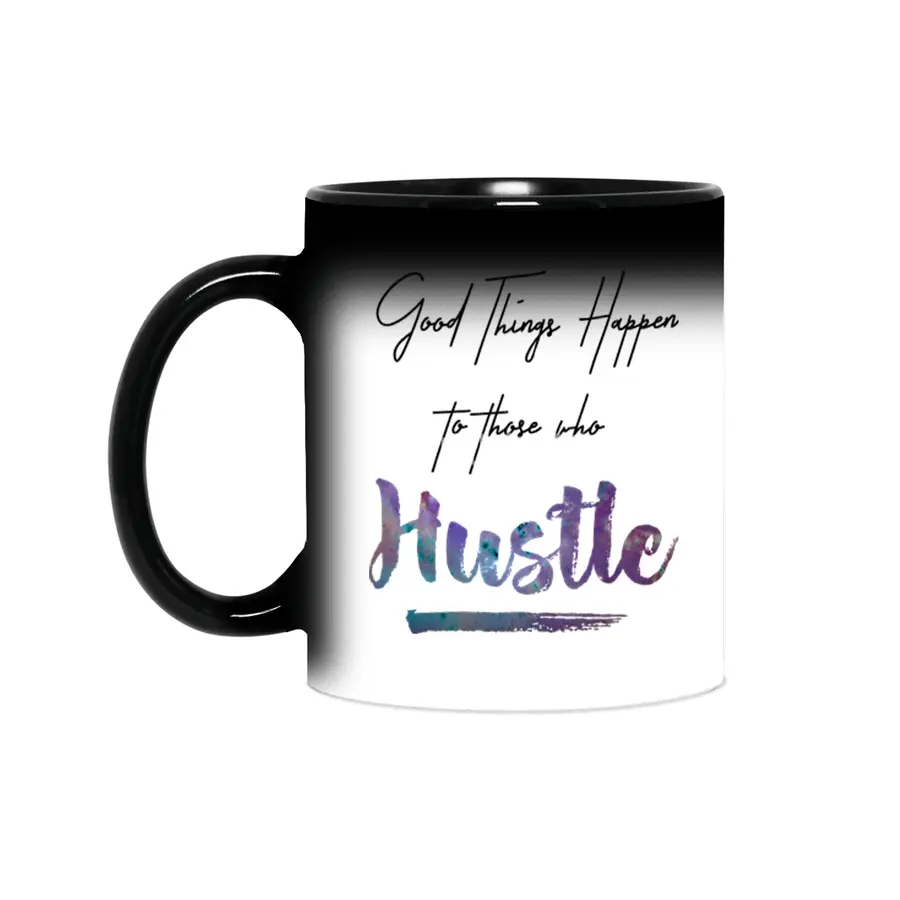 Hustle Watercolor Brush Lettering Inspirational Quote Wall Art Sihirli Kupa