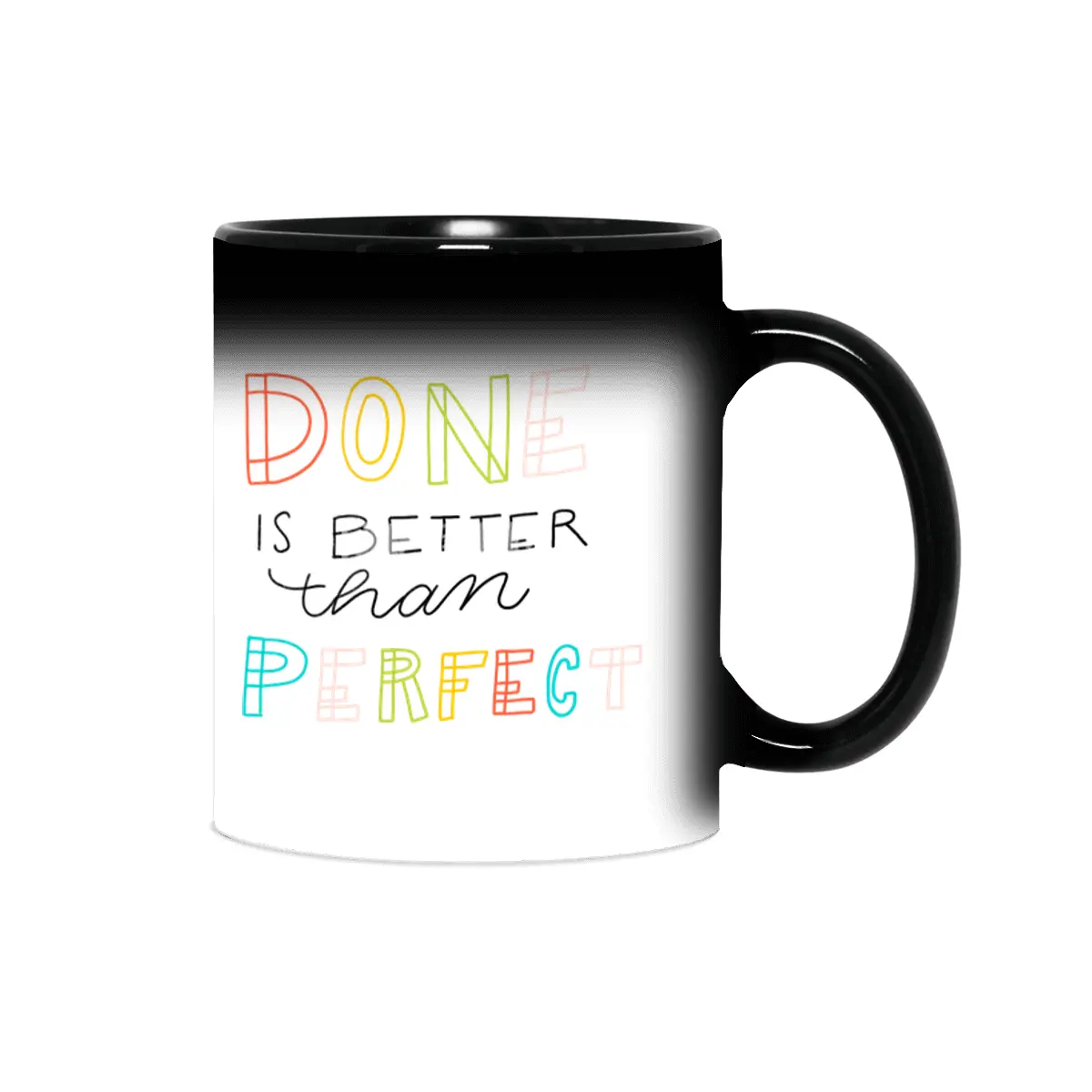 Done is better than perfect Lettering colorful Sihirli Kupa