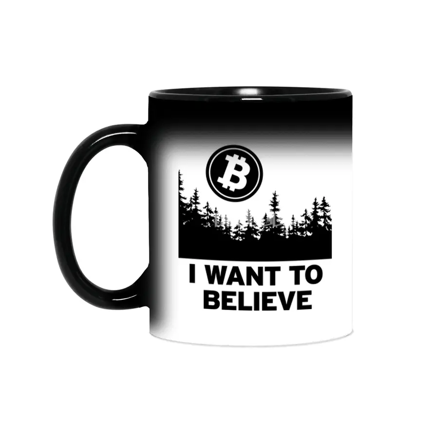 "I Want to Believe ..." - Bitcoin Shirt Design Sihirli Kupa