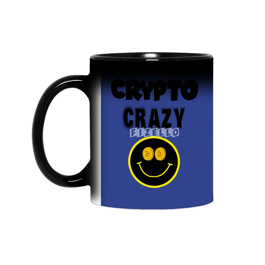 Funny Crypto Crazy Smiley Face Cryptocurrency Sihirli Kupa