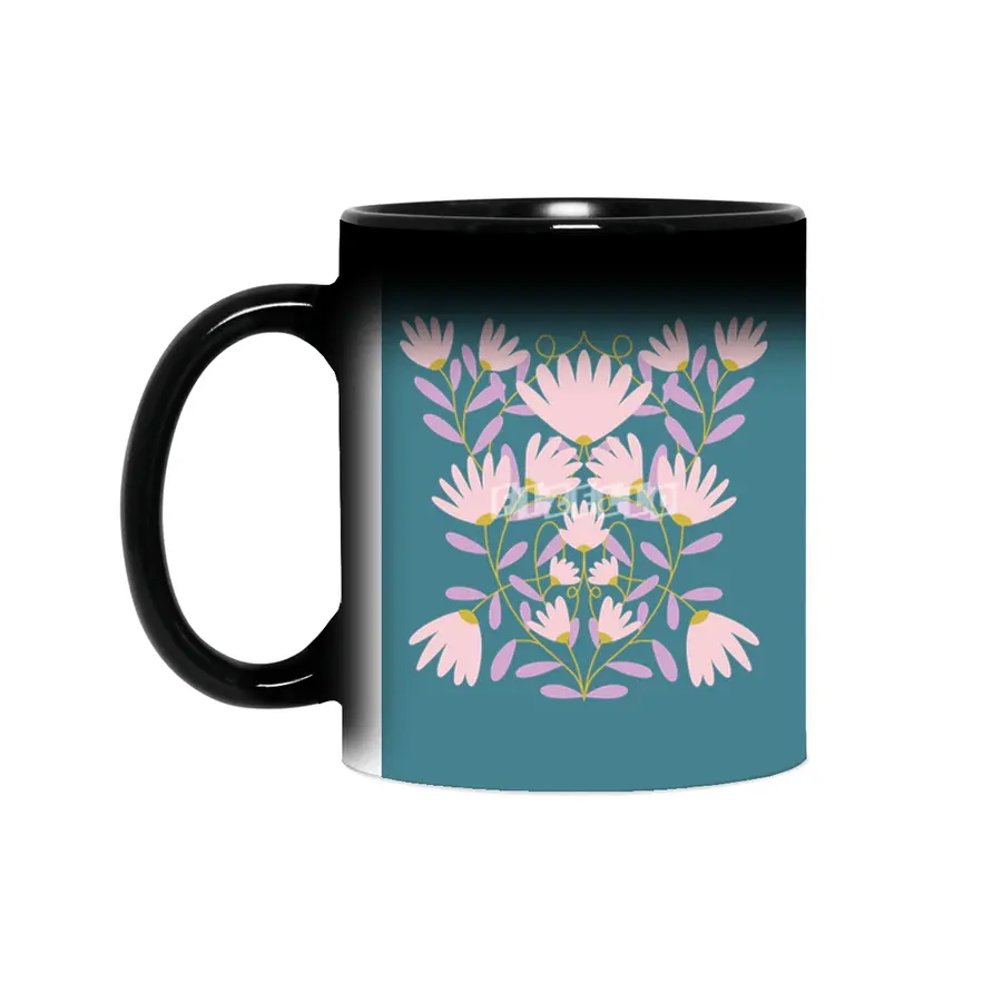 Pastel Floral Damask Sihirli Kupa