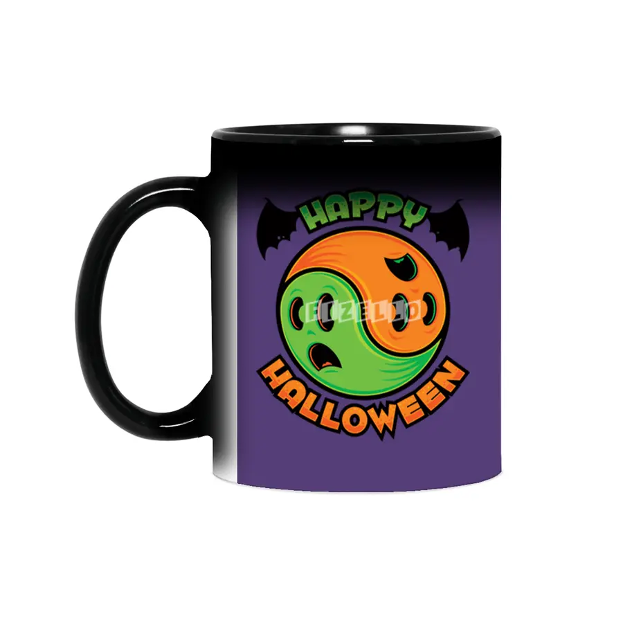 Happy Halloween Ghost Yin-Yang Sihirli Kupa