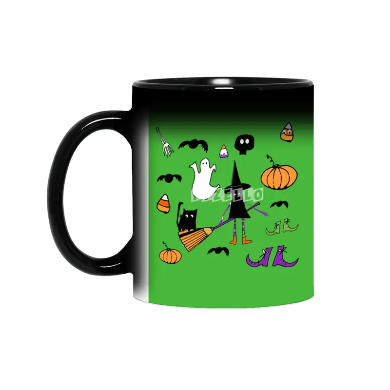 Cute Halloween Witch and Friends Sihirli Kupa