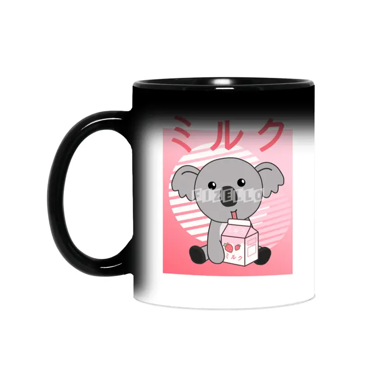 Kawaii Koala Retro Japanese Strawberry Milkshake Sihirli Kupa