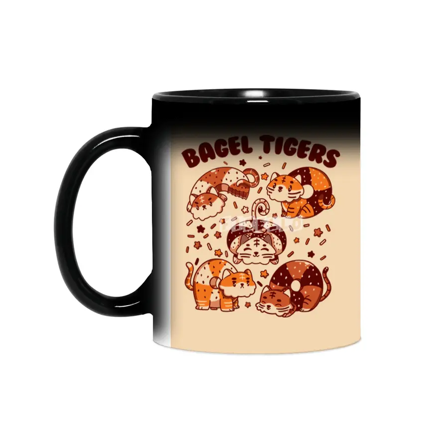 Bagel Tigers Breakfast Animals Sihirli Kupa