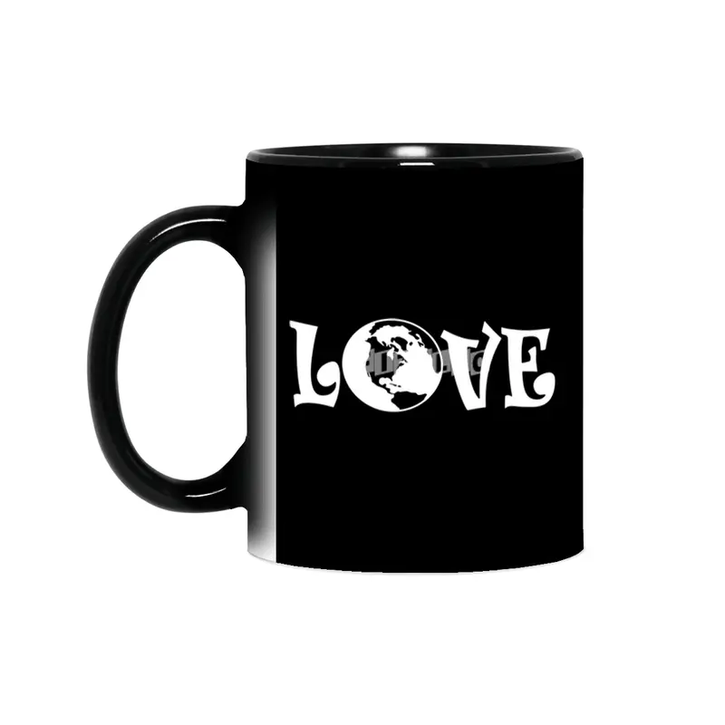 Love Earth Hippie Mother Earth Globe Sihirli Kupa