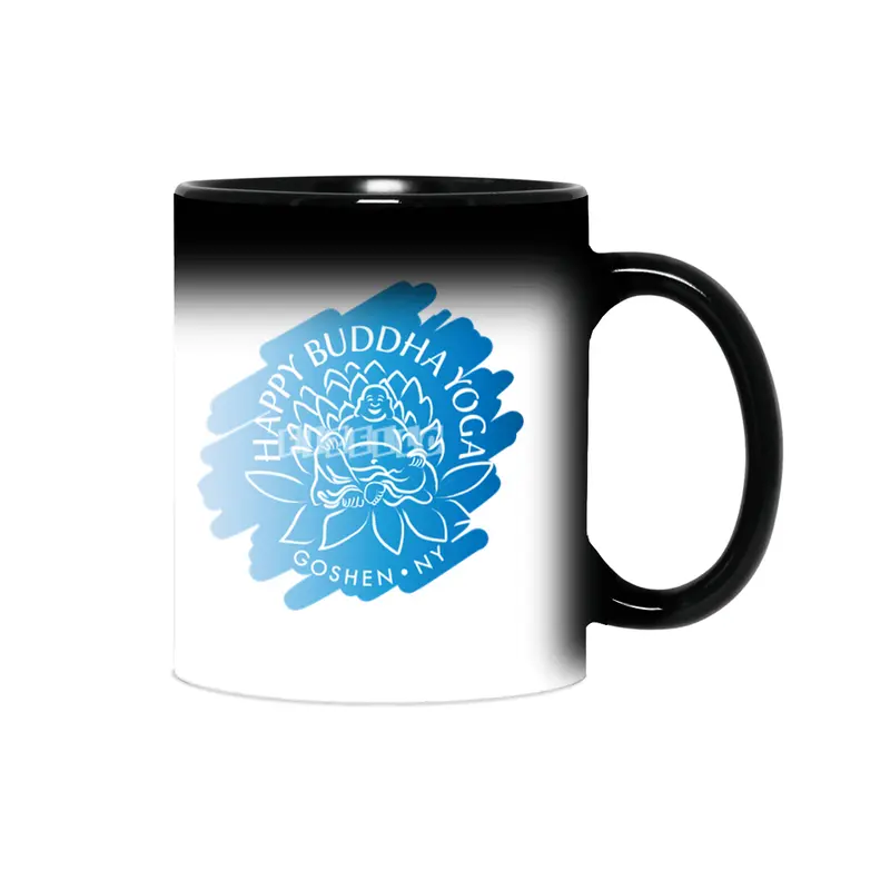 Happy Buddha Yoga Blue Swash Logo Sihirli Kupa