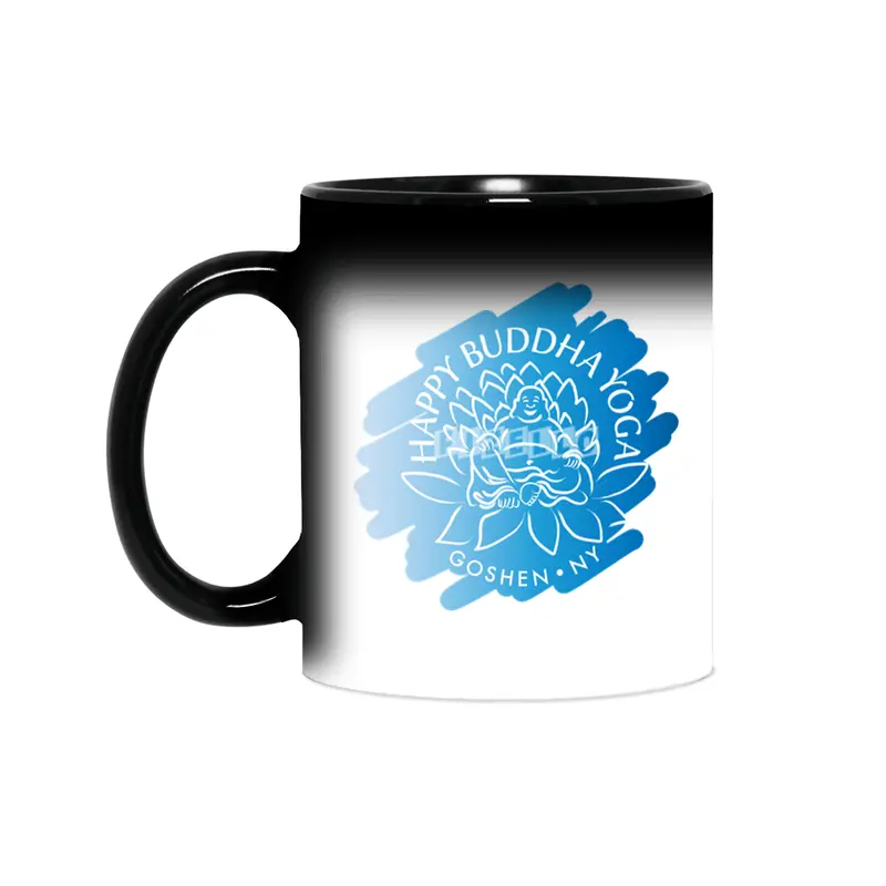 Happy Buddha Yoga Blue Swash Logo Sihirli Kupa