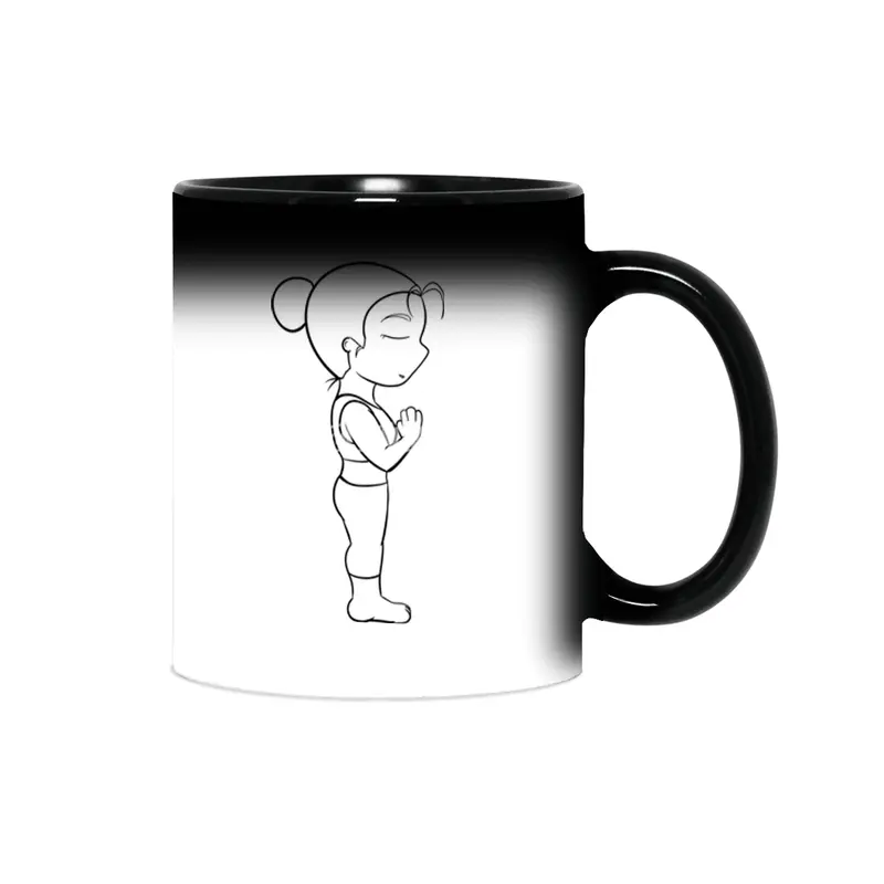 Chibi Yoga Asana - Mountain Pose (outline) Sihirli Kupa