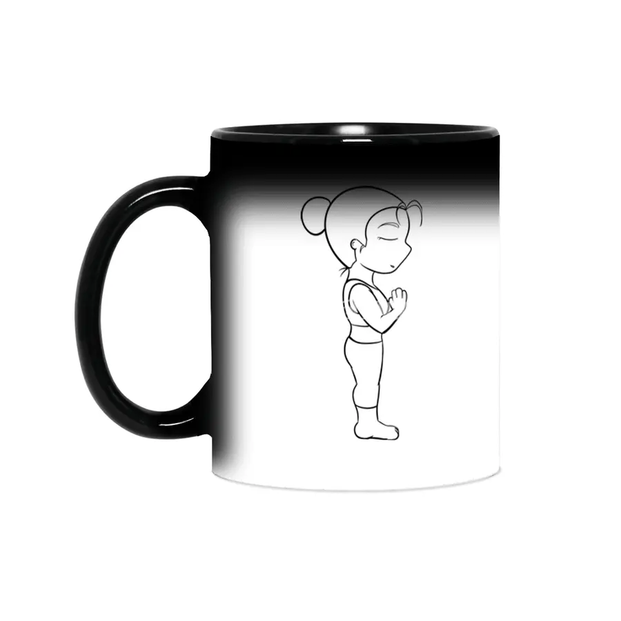 Chibi Yoga Asana - Mountain Pose (outline) Sihirli Kupa