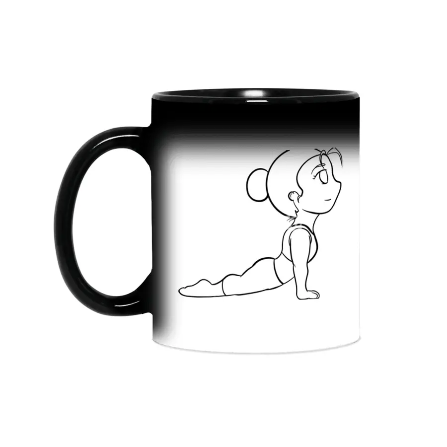 Chibi Yoga Asana - Upward Facing Dog (outline) Sihirli Kupa