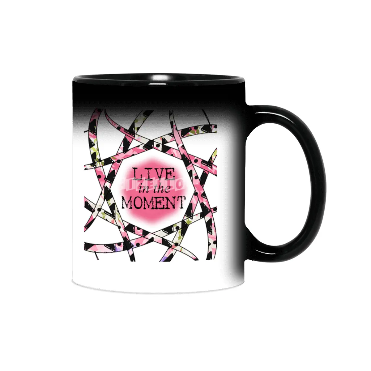 Live in the Moment - colorful ribbon design Sihirli Kupa