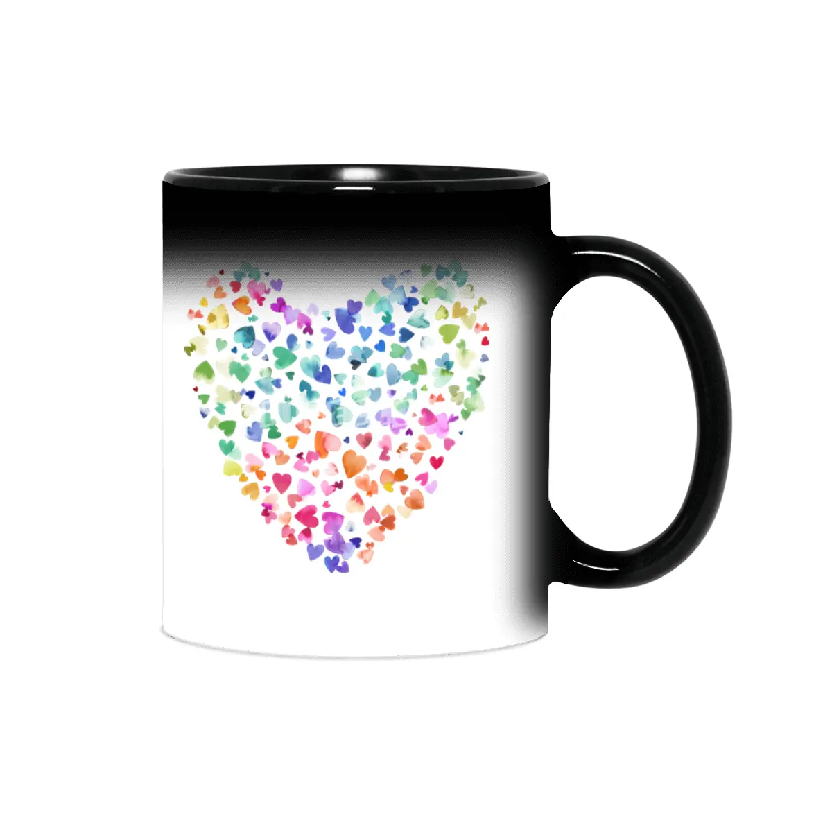 Watercolor Colorful Love Hearts Sihirli Kupa