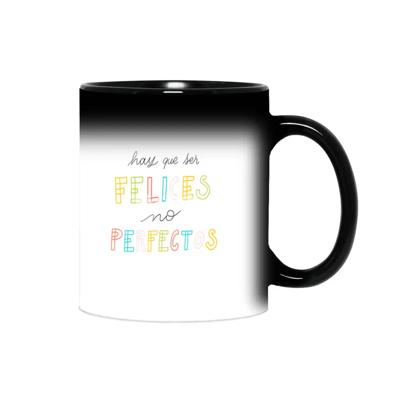 Hay que ser Felices, no perfectos - Spanish colorful Lettering Sihirli Kupa