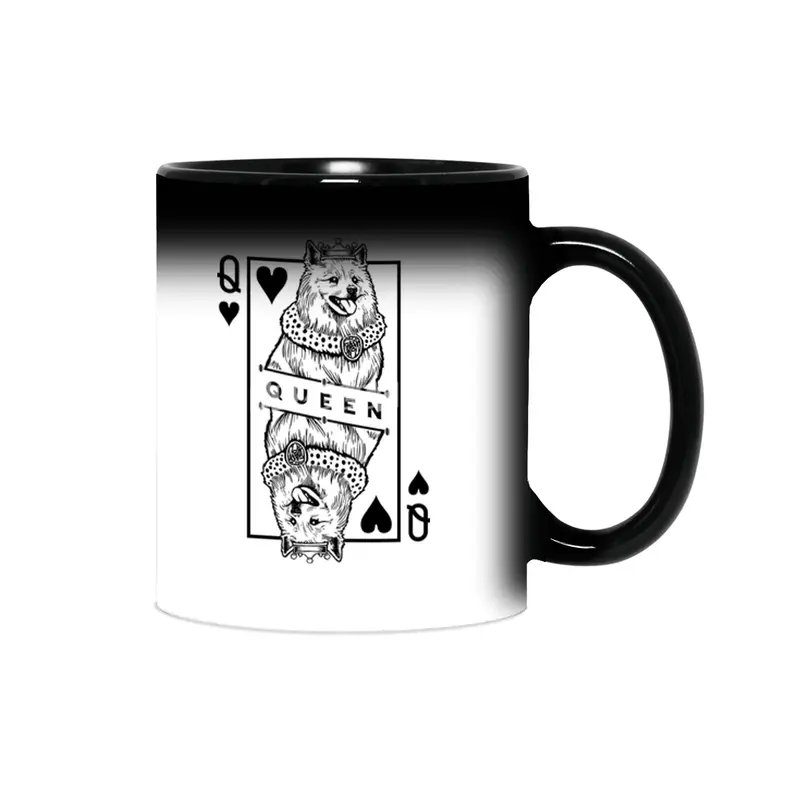American Eskimo Dog Lover Queen Of Hearts Funny Pop Art Sihirli Kupa