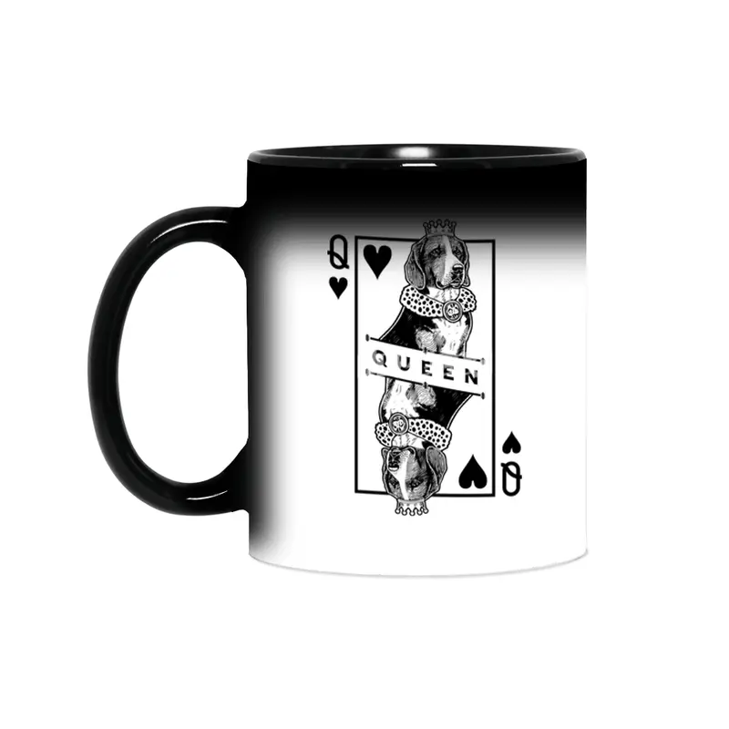 American Foxhound Queen Of Hearts Funny Dog Lover Pop Art Sihirli Kupa