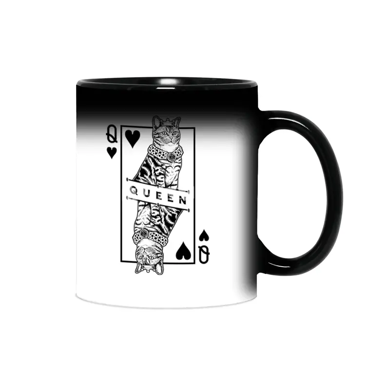 American Shorthair Cat Lover Queen Of Hearts Funny Pop Art Sihirli Kupa