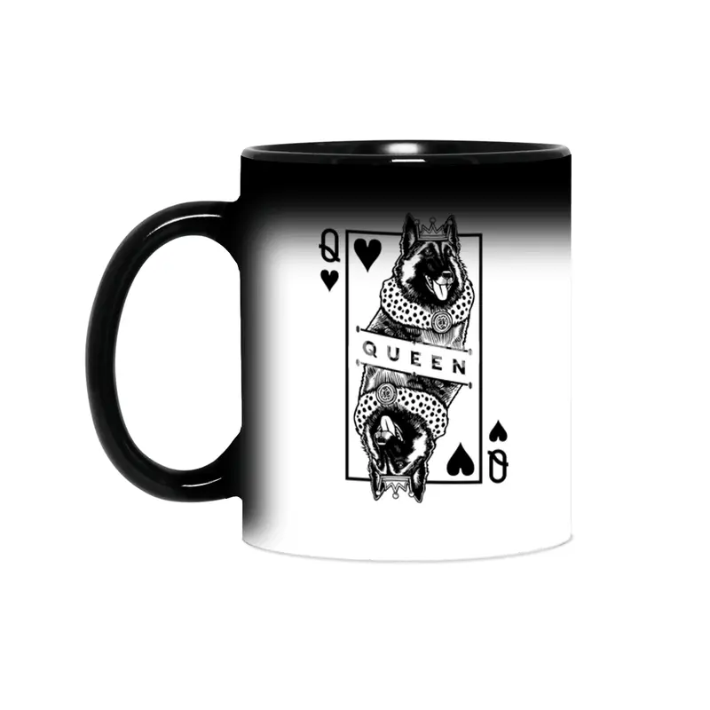 Belgian&nbsp;Tervuren Shepherd Queen Of Hearts Funny Dog Pop Art Sihirli Kupa