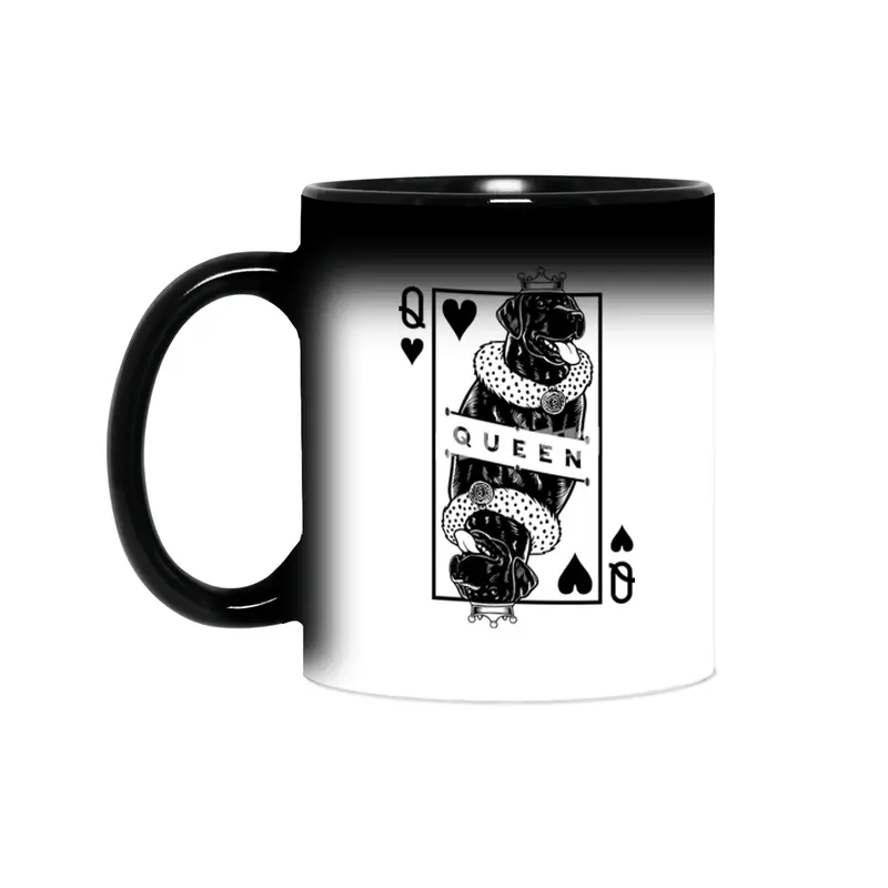 Black Labrador Retriever Queen Of Hearts Funny Dog Pop Art Sihirli Kupa