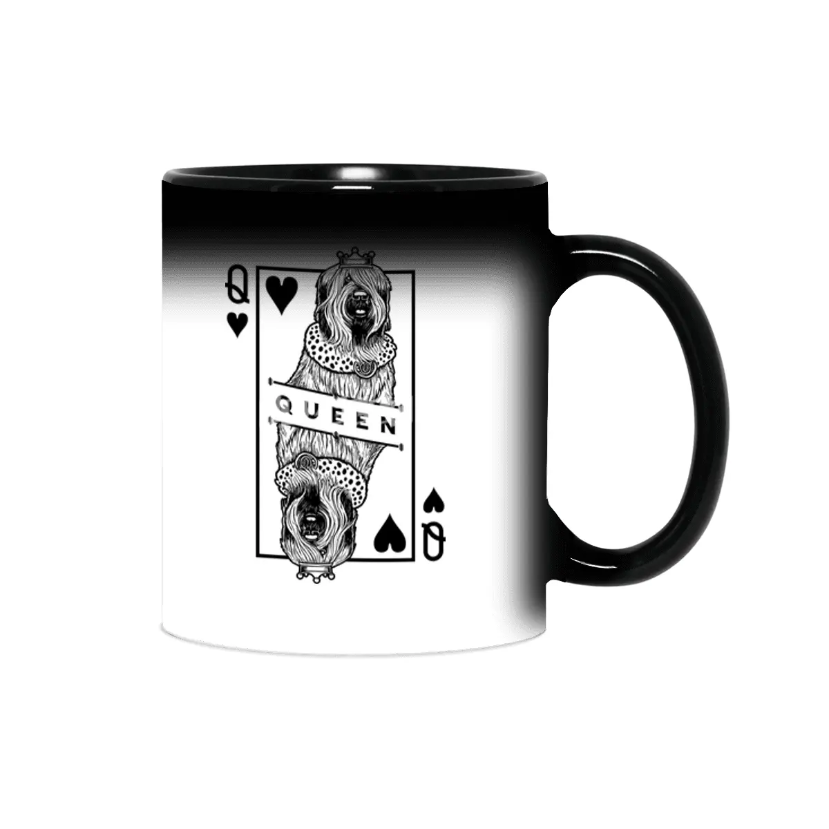 Briard Queen Of Hearts Funny Dog Lover Pop Art Sihirli Kupa