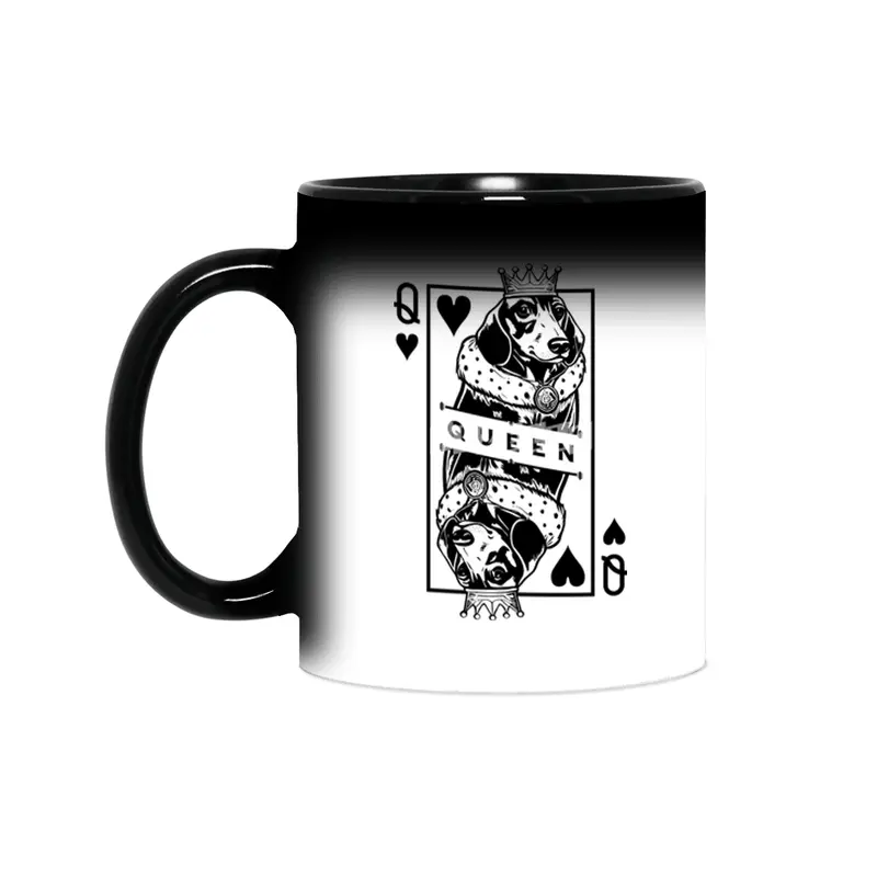 Dachshund Queen Of Hearts Dog Lover Playing Card Pop Art Sihirli Kupa