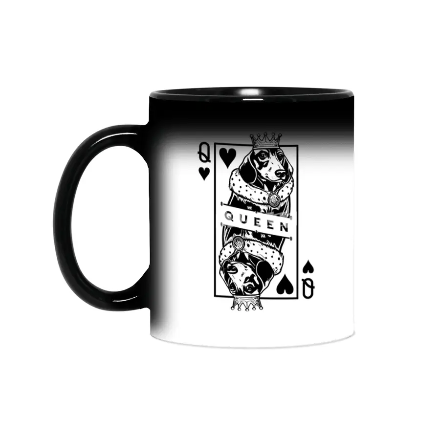 Dachshund Queen Of Hearts Dog Lover Playing Card Pop Art Sihirli Kupa