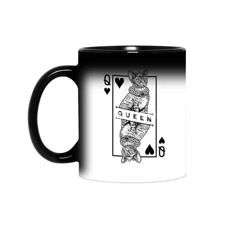Devon Rex Cat Lover Queen Of Hearts Funny Pop Art Sihirli Kupa