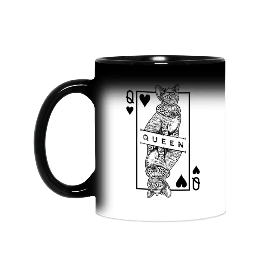 Devon Rex Cat Lover Queen Of Hearts Funny Pop Art Sihirli Kupa