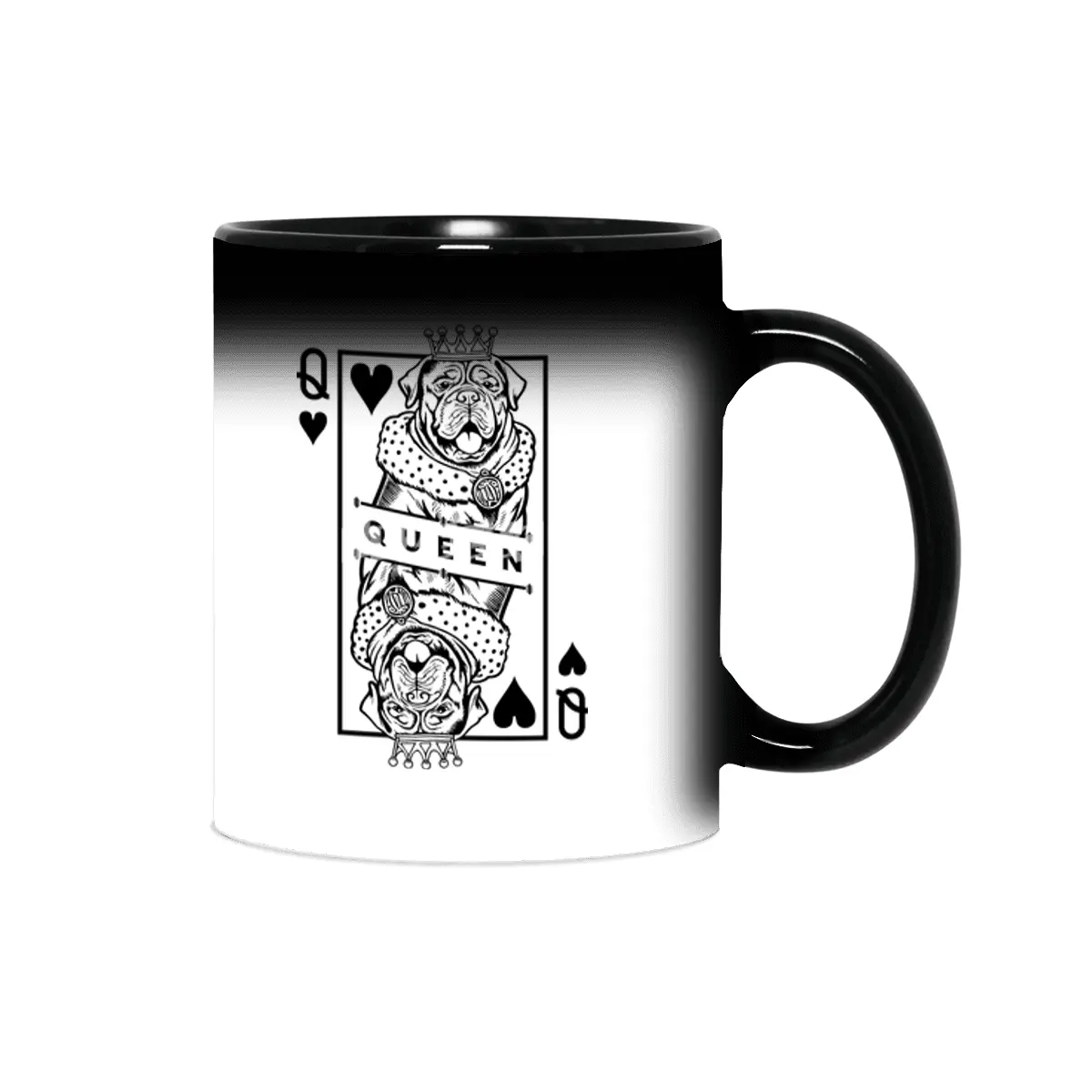 Dogue de Bordeaux Queen Of Hearts Funny Dog Card Pop Art Sihirli Kupa