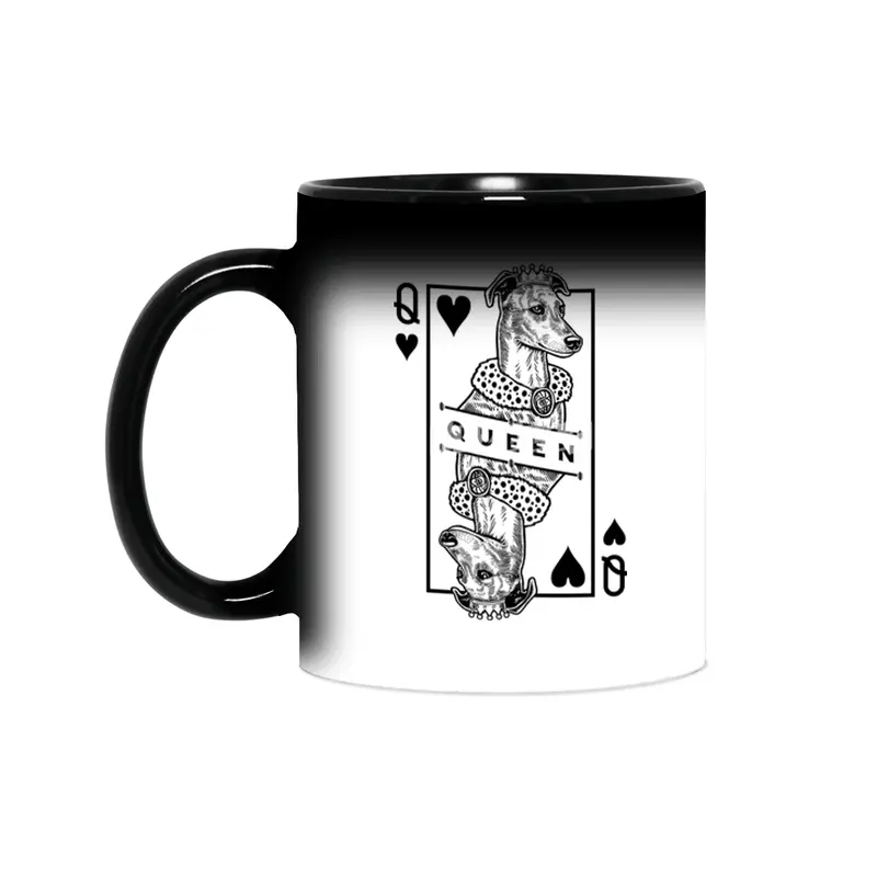 English Greyhound Queen Of Hearts Funny Dog Lover Pop Art Sihirli Kupa