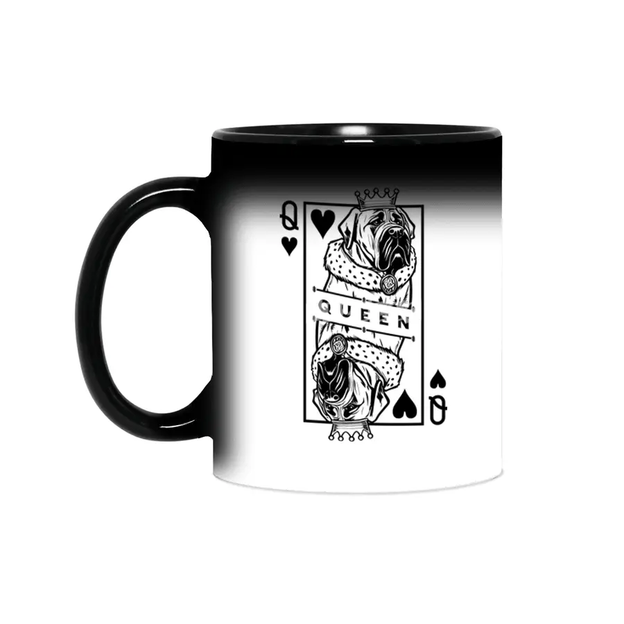 English Mastiff Queen Of Hearts Dog Playing Card Pop Art Sihirli Kupa