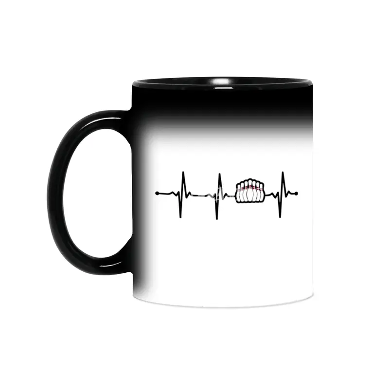 Bowling Pin in Heartbeat Ecg Lineart Style Bv Sihirli Kupa